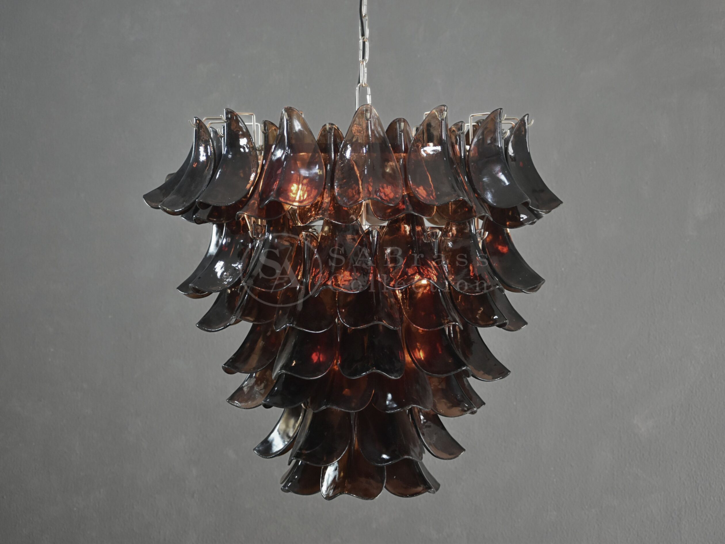 Brown Glass Leaf Chandelier